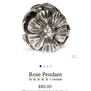 Trollbeads Silver Rose Pendant
